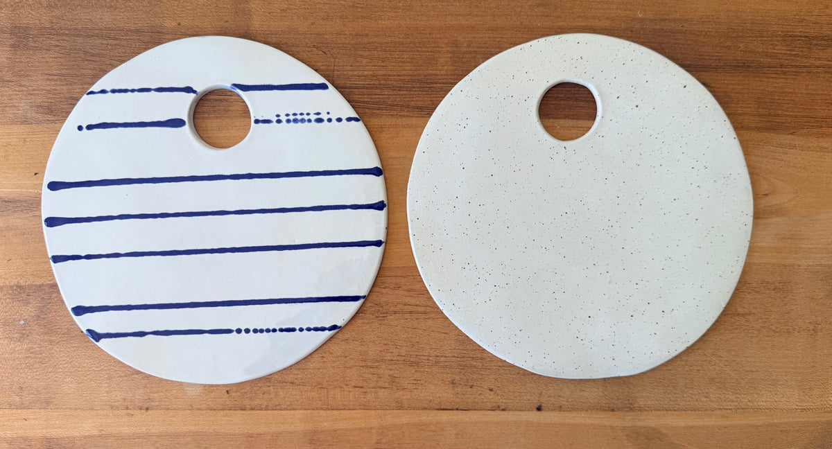 Serving Platter with Hole, 9" AC by Coastal Maine Drifts