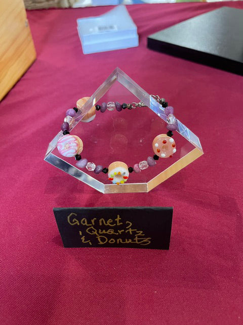 Garnet, Quartz & Donut Bracelet by Bill Stonebreaker