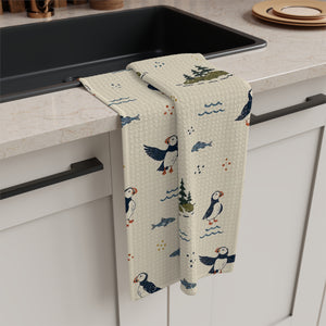 Puffin Maine Microfiber Tea Towel — Coastal Bird Kitchen Towel by Maine Pottery Co.