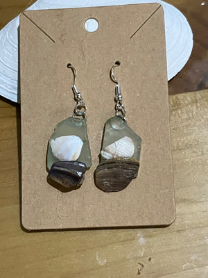 Sailing earrings pale green seaglass by Tonya Arnold