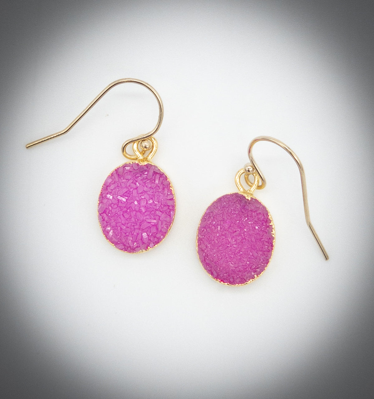 Oval Pink Druzy Earrings Jewelry by Edgecomb Potters