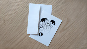 Two Peonies w Silo greeting card by Edgecomb Potters