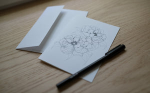Two Peonies w Silo greeting card by Edgecomb Potters