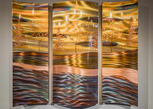 Copper Forest 26x36 Triptych by Copper Elements