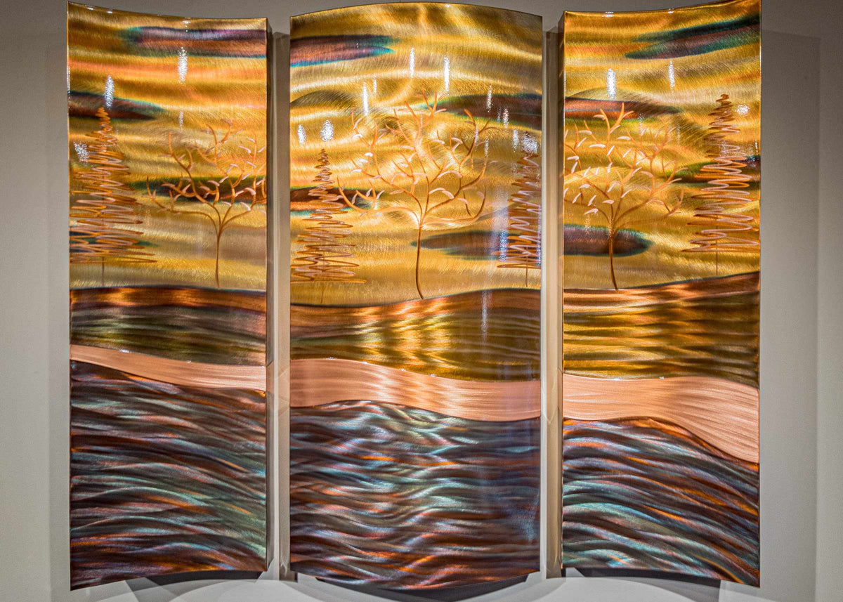 Copper Forest 26x36 Triptych by Copper Elements