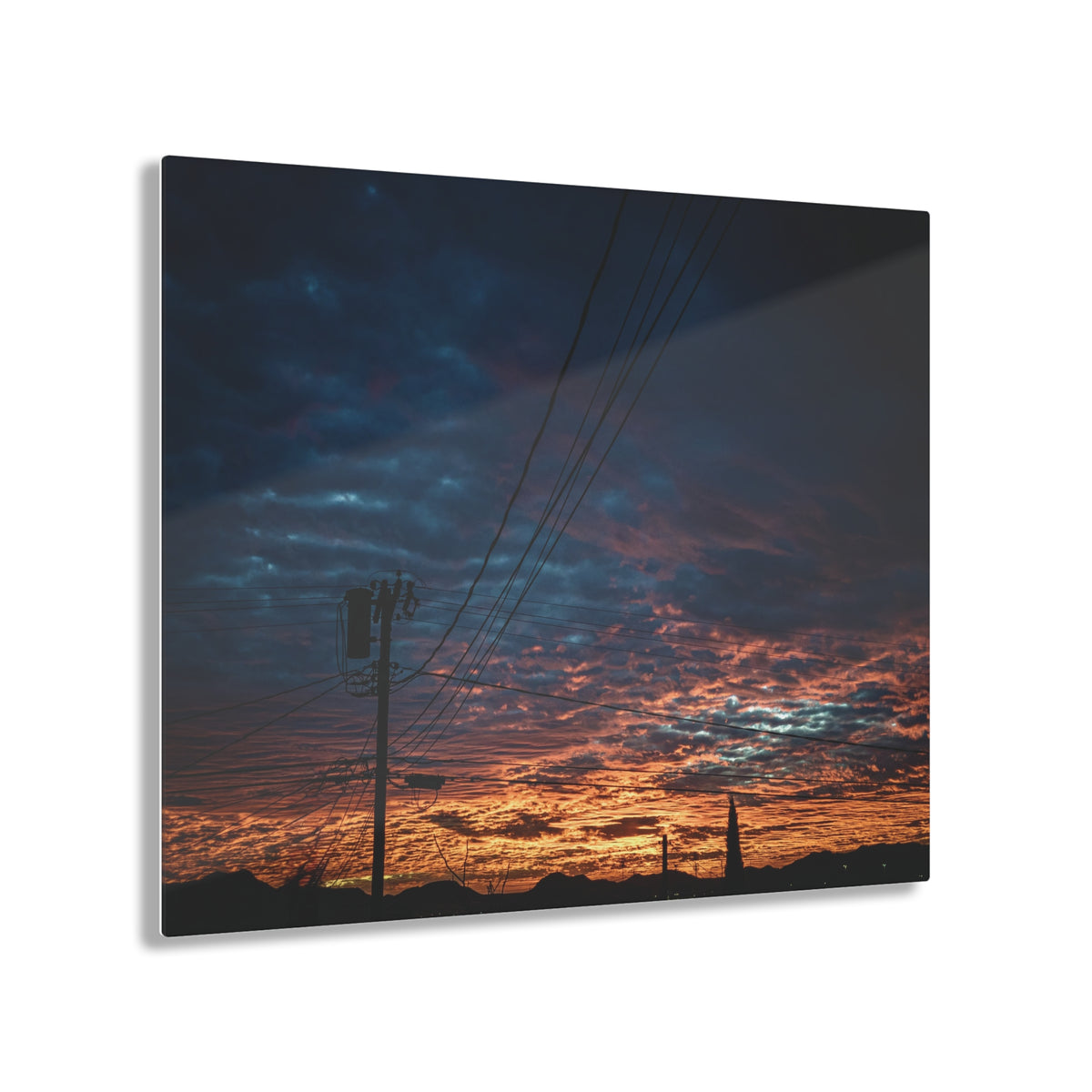 Sunset On A Wire,  Acrylic Print by Printify