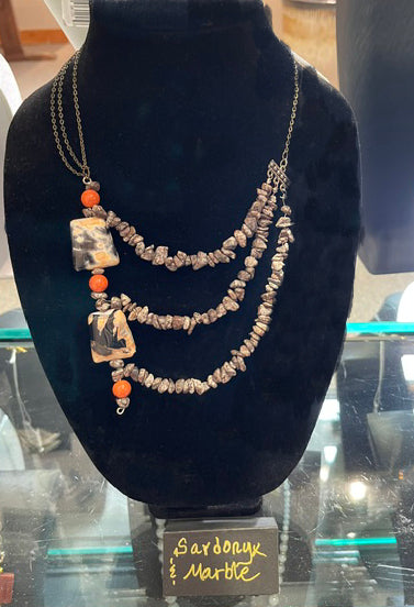 Sardonyk and Marble Necklace by Bill Stonebreaker