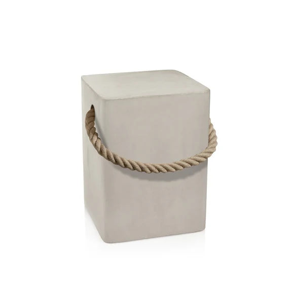 Isola Concrete Stool with Rope Handle by Zodax