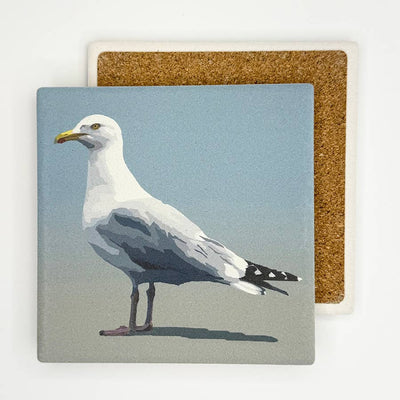 Herring Gull Absorbent Coaster by Lehoux Art