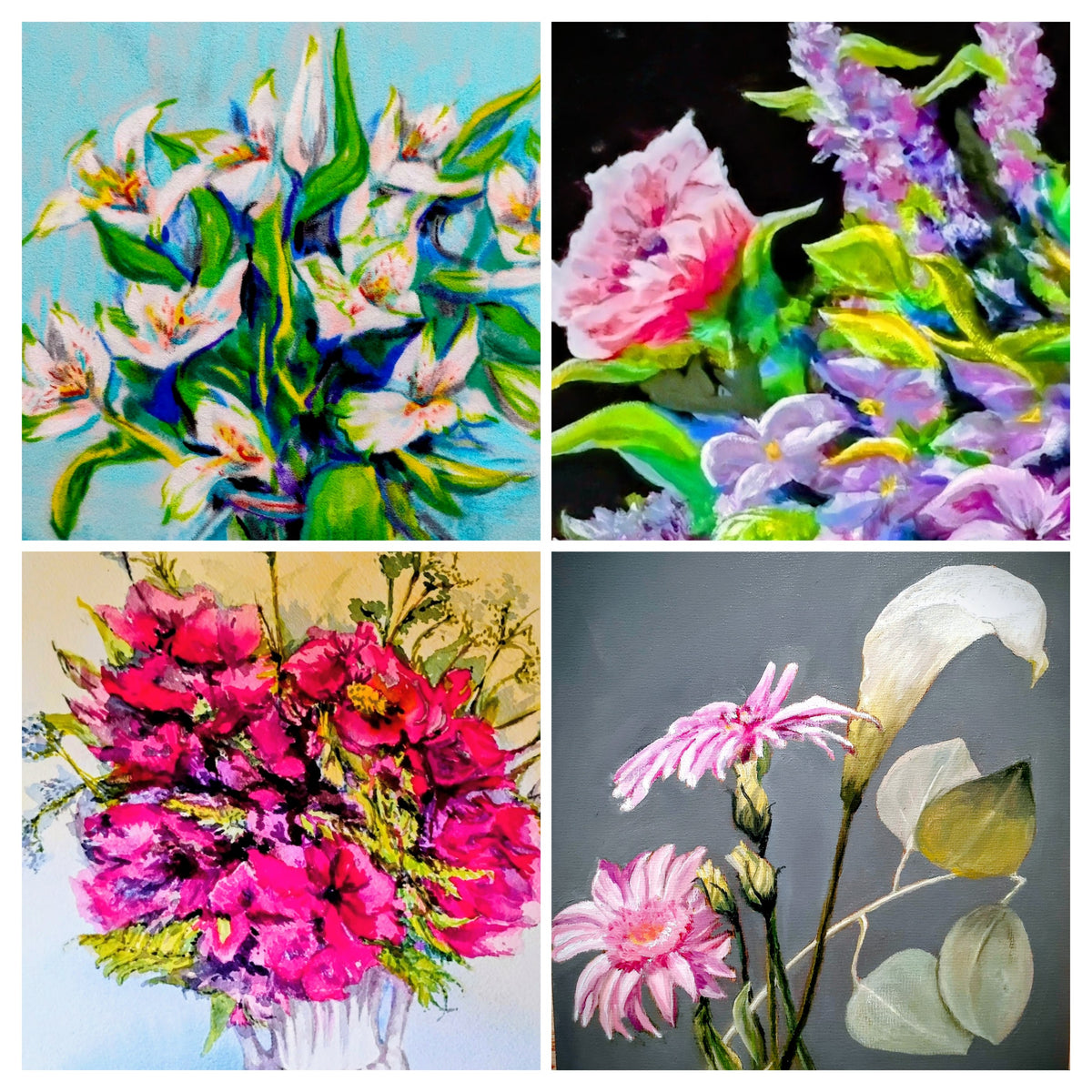 Floral paintings gift wrap by Joyce Maura Anderson