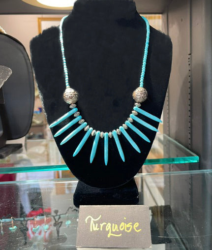 Turquoise Fringe Necklace by Bill Stonebreaker