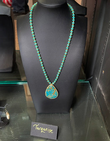 Turquoise Teardrop Pendant Necklace by Bill Stonebreaker