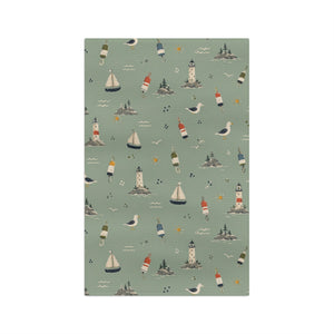 Maine Bird & Boat Microfiber Tea Towel — Coastal Nautical Kitchen Towel by Maine Pottery Co.