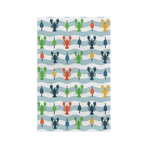 Colorful Lobster & Buoy Wave Microfiber Tea Towel by Maine Pottery Co.
