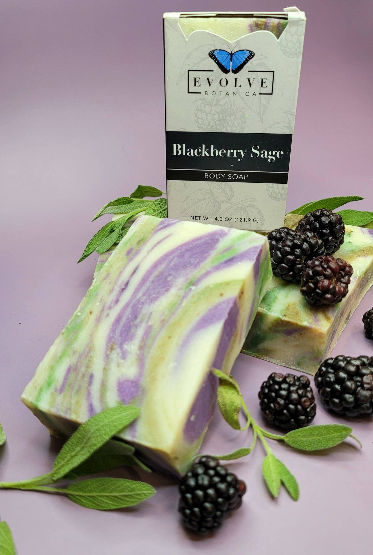 Natural Bar Soap handmade - Blackberry Sage by Evolve Botanica