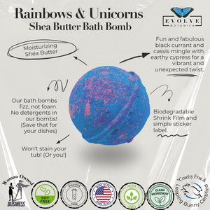 Natural Bath Bomb handmade - Rainbows & Unicorns by Evolve Botanica