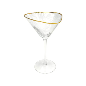 Triangular Gold & Silver Rim Martini Glass by Zodax