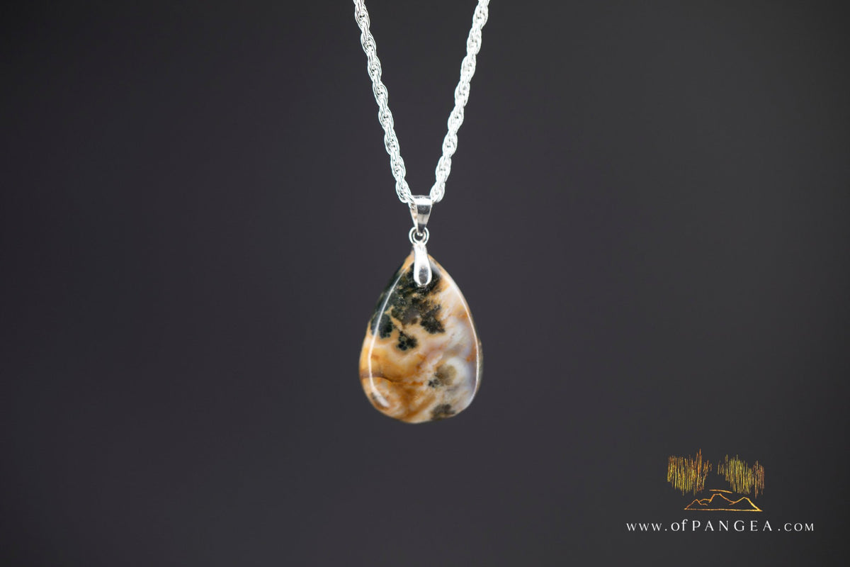 Ocean Jasper Teardrop Pendant - with Italian Sterling Silver chain by Joe Foster