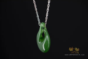 Pikorua Twist - Cassiar Nephrite Jade - British Columbia - Italian Sterling Silver Chain by Joe Foster