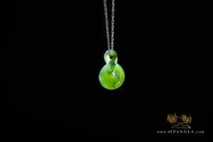 Pikorua Twist - Cassiar Nephrite Jade - British Columbia - Italian Sterling Silver Chain by Joe Foster