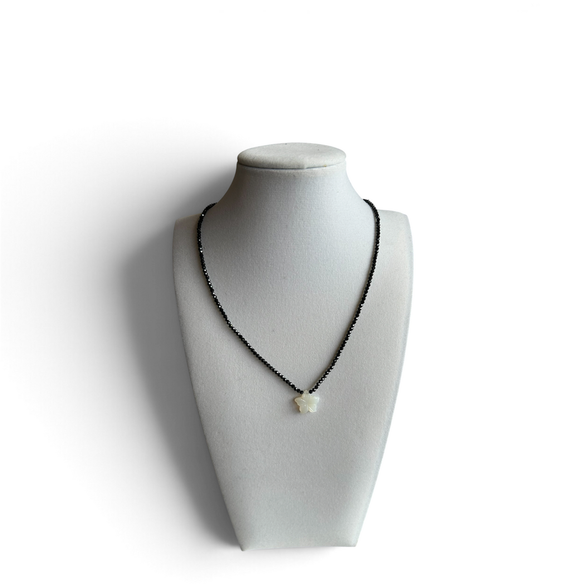 Black Spinel Moonstone Flower by Nance Trueworthy