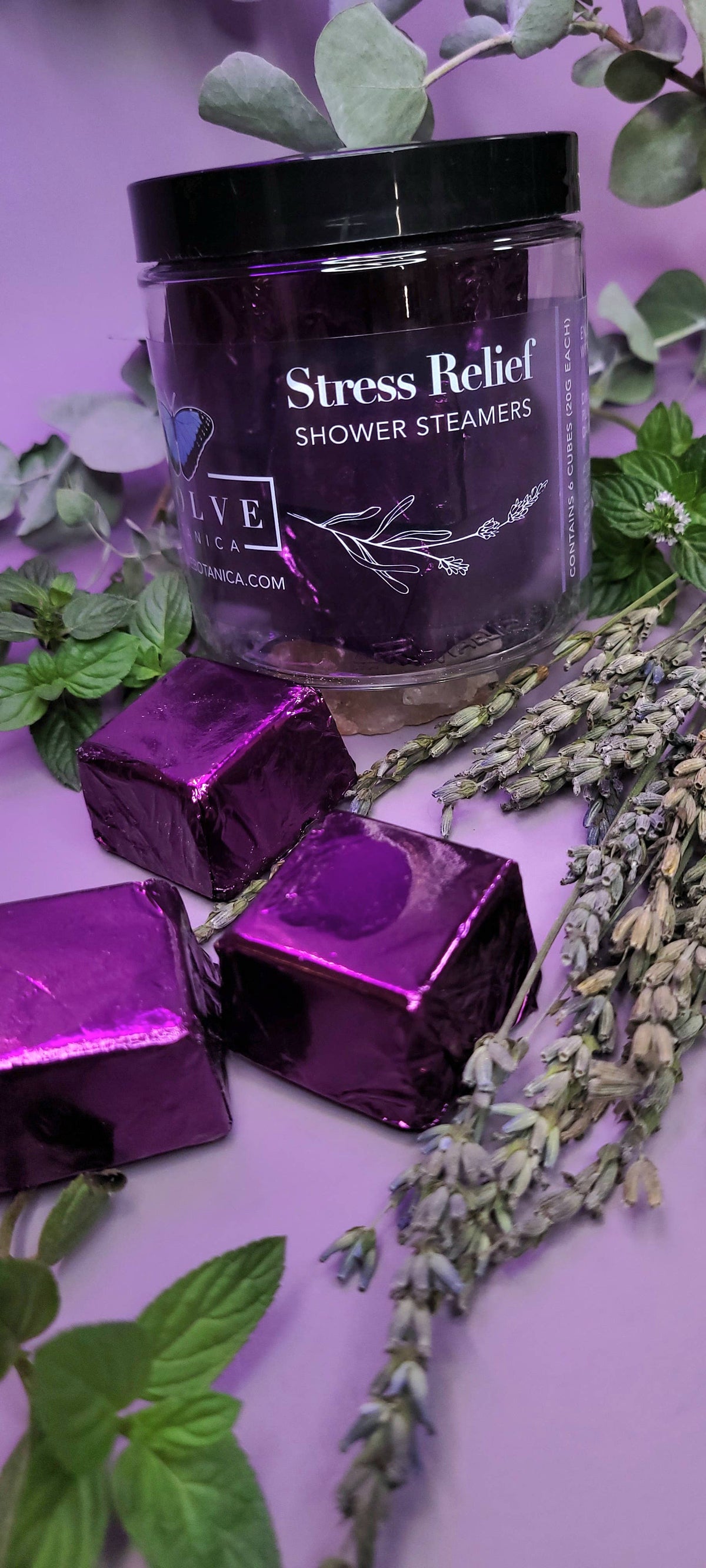 Shower Steamers - Stress Relief (Lavender Mint) (6perJar) by Evolve Botanica