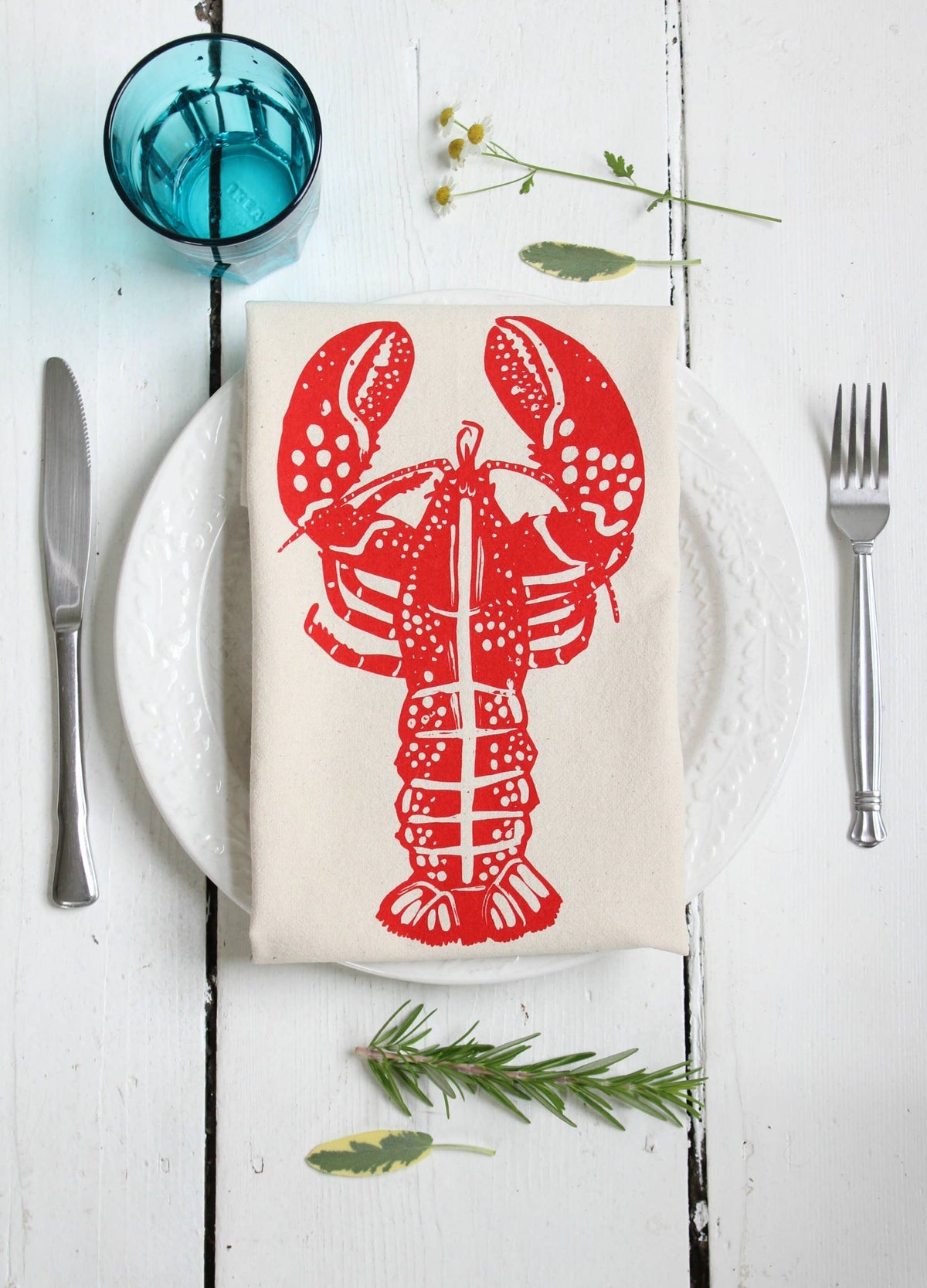 Lobster Tea Towel Textiles by Edgecomb Potters