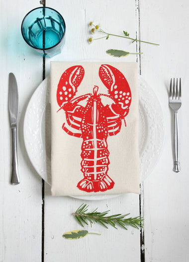 Lobster Tea Towel Textiles by Edgecomb Potters