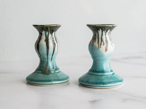 Candlesticks Short, pair Pottery by Edgecomb Potters